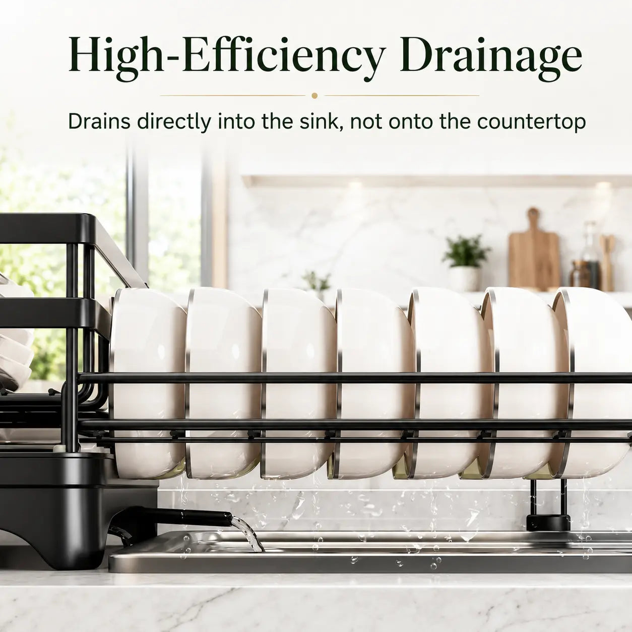 Space Saving Over Sink Dish Drying Rack with Expandable 2 Tier Organizer
